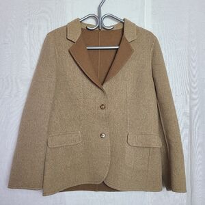 Vintage Rare HAT Terner Hannover Women's S Coat Tan Wool Italian Preppy Academia